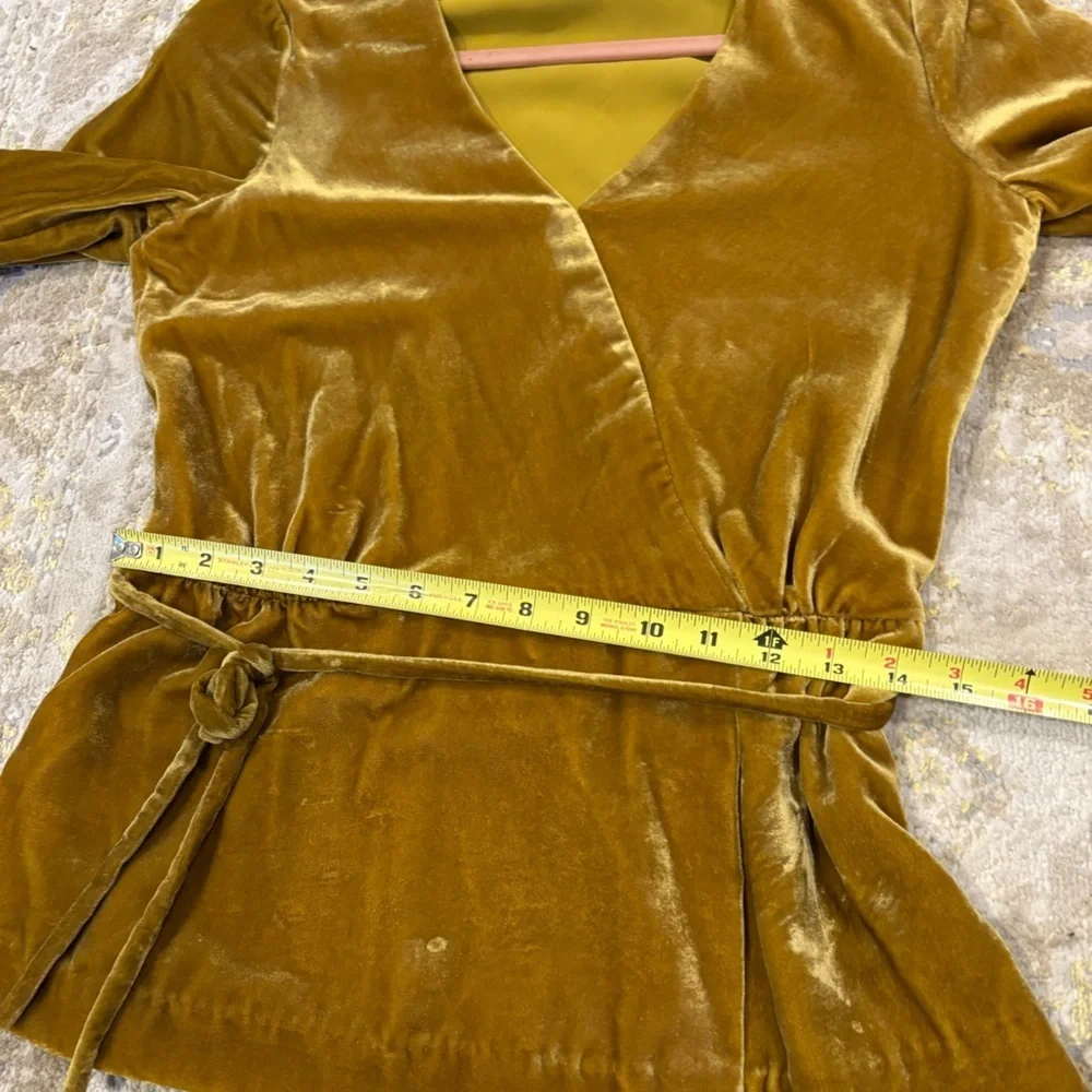 J. Crew Holiday Wrap Velvet Blouse in Gold